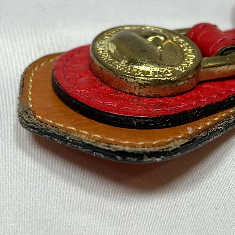 Vintage‎ Dooney & Bourke Red and Brown Leather Key Fob